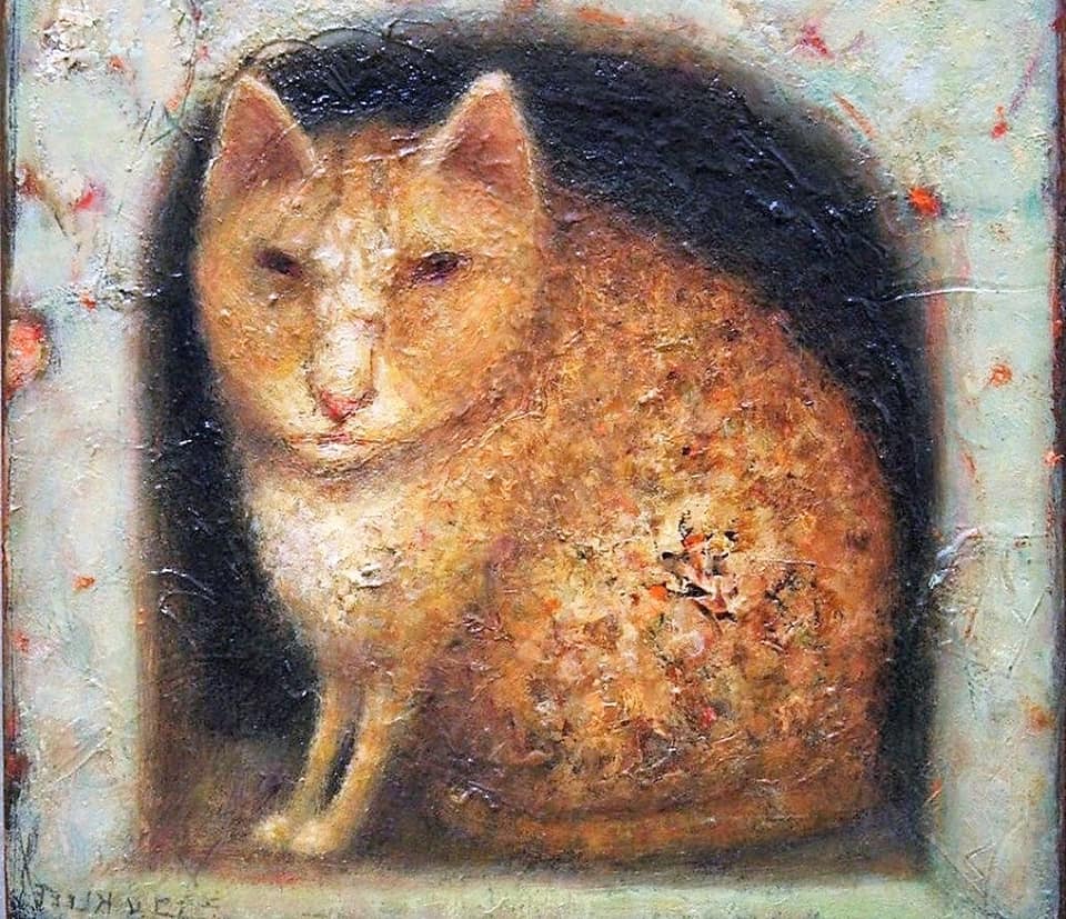 obraz s mačkou stredovek