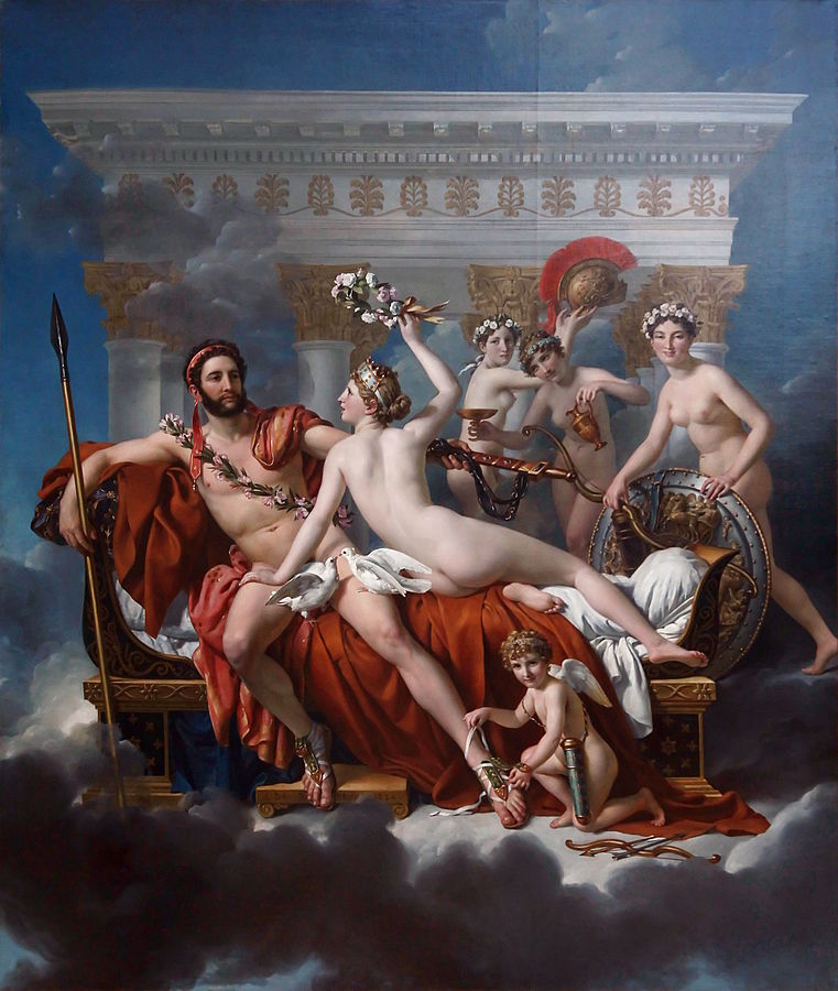 jacques louis david Mars je odzbrojený Venušou a tromi gráciami