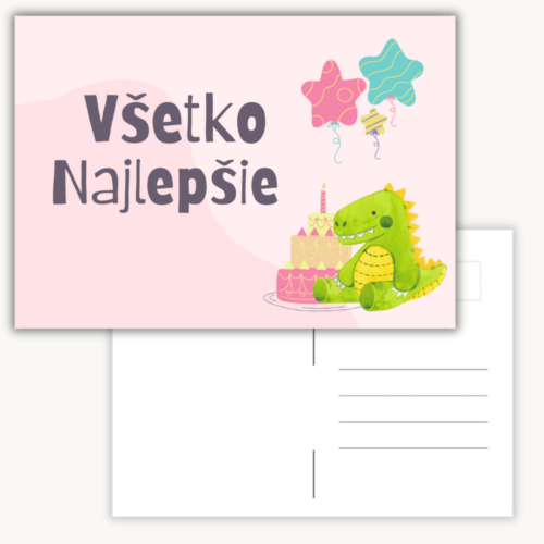 Všetko najlepšie - Pohľadnica s dinosaurom