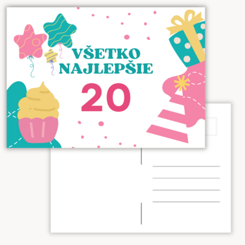 pohľadnica všetko najlepšie 20 rokov