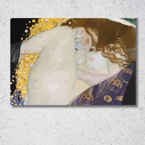 Reprodukcia obrazu Gustav Klimt – Danae, mytologický motív so zlatým dažďom, vrcholné dielo viedenskej secesie zamerané na ženskú krásu a zlatú ornamentiku.