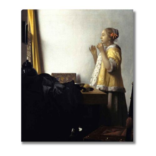 Obraz Vermeer Žena s perlovým náhrdelníkom