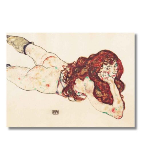 Obraz Egon Schiele Ženský akt ležiaci na bruchu