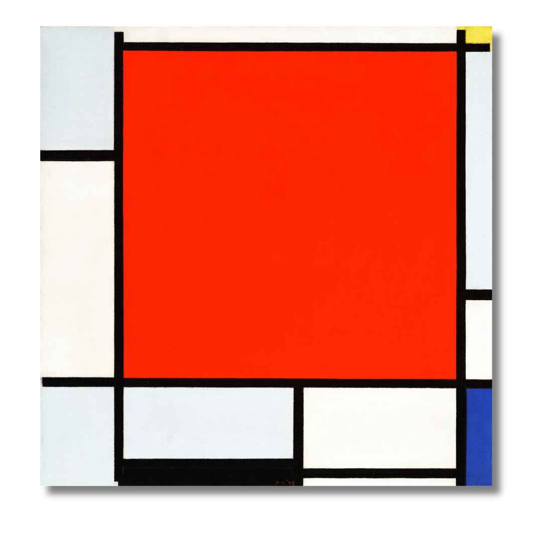 Mondrian-Kompozicia-v-Cervenej-modrej-a-sivej Obraz Mondrian Kompozícia v Červenej, modrej a sivej