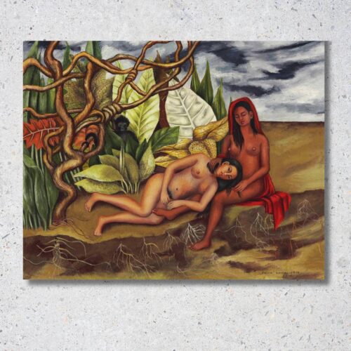Reprodukcia obrazu Dos desnudos en el bosque (La tierra misma) od Fridy Kahlo na plátne.